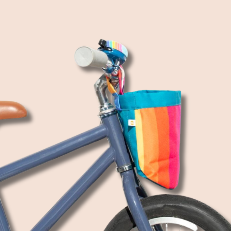 Bike & Scooter Front Canvas Basket | Rainbow Stripe