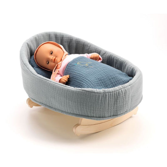 Blue Dream Baby Pomea Doll Rocking Cradle