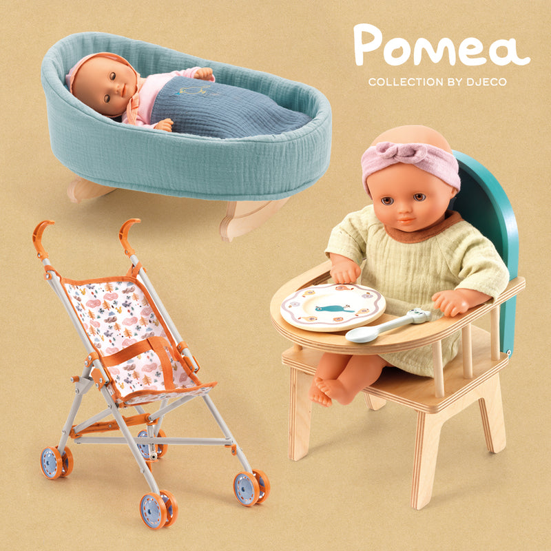 Blue Dream Baby Pomea Doll Rocking Cradle