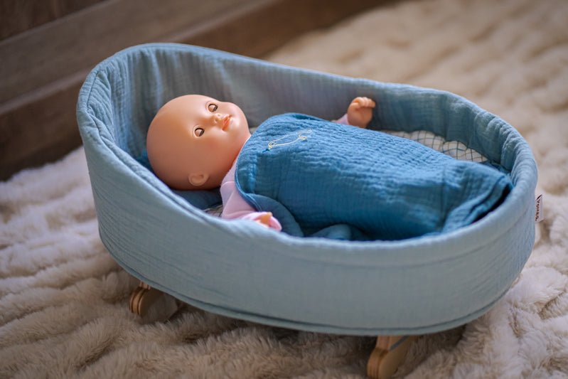 Blue Dream Baby Pomea Doll Rocking Cradle