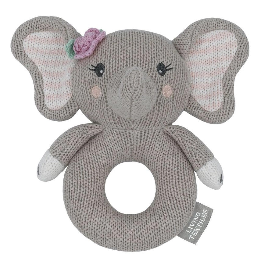 Ella the Elephant Knitted Rattle