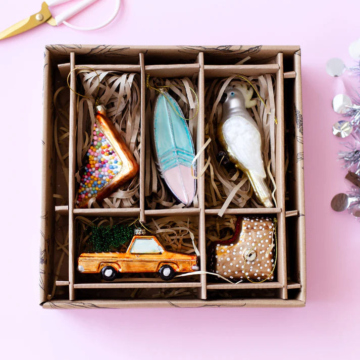 Glass Christmas Ornaments - Aussie (5 pcs, not a toy)