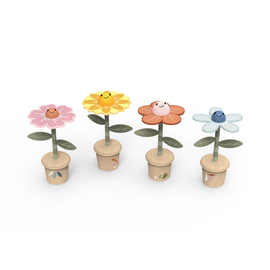 Wooden Flower Pushing Puppets