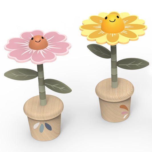 Wooden Flower Pushing Puppets