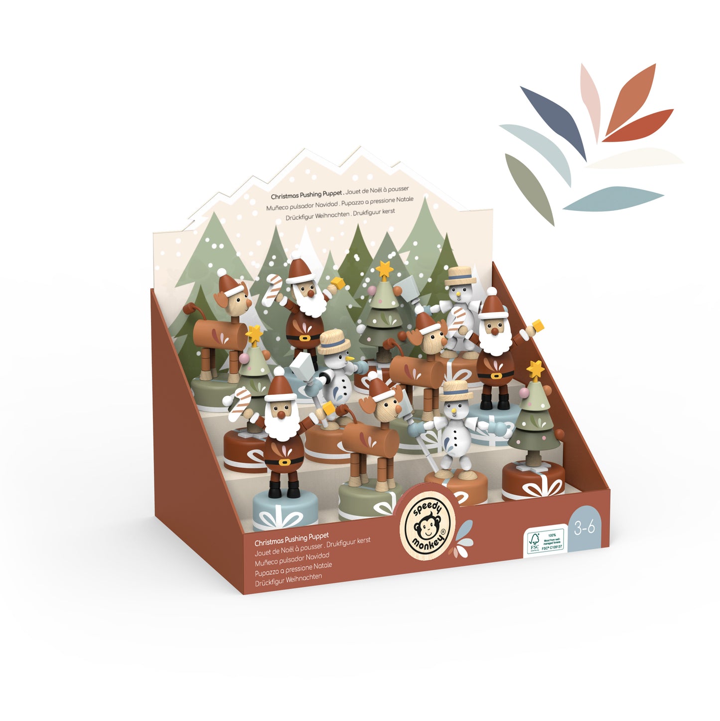 Christmas Wooden Pushing Puppets