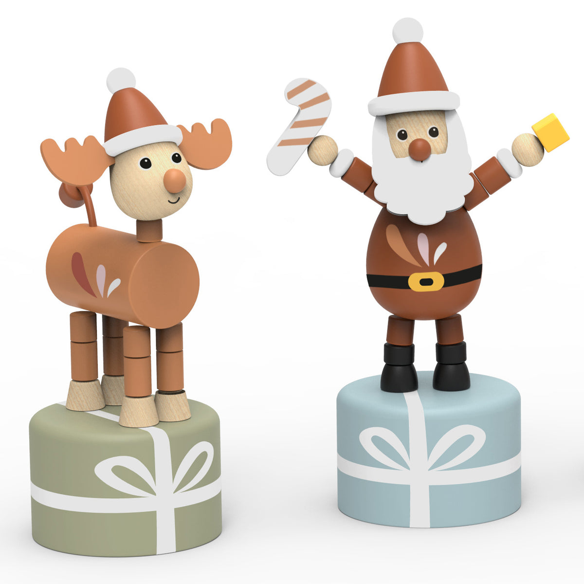 Christmas Wooden Pushing Puppets