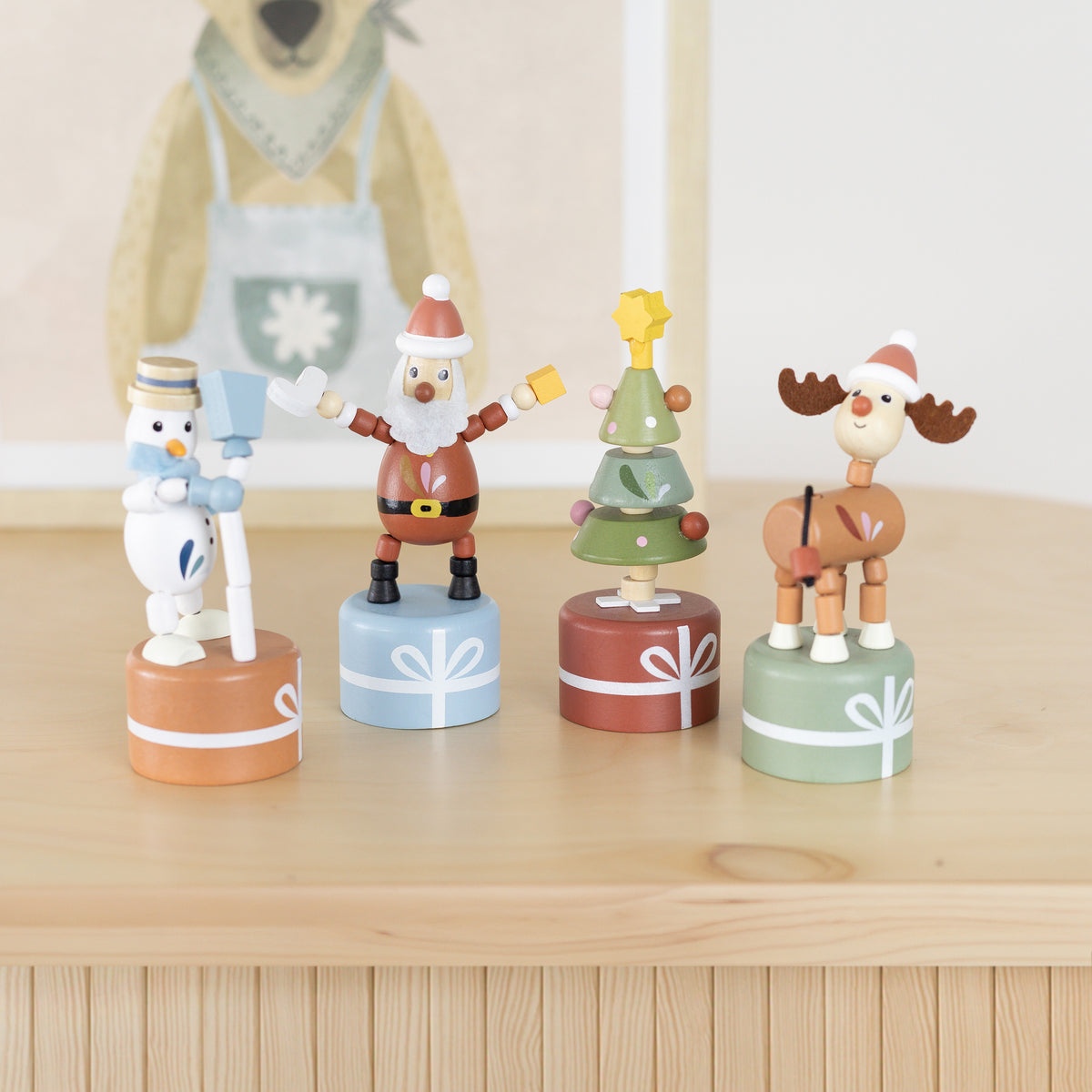 Christmas Wooden Pushing Puppets