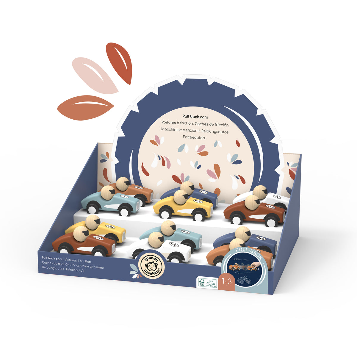Wooden Pull-Back Racing Cars