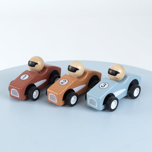 Wooden Pull-Back Racing Cars