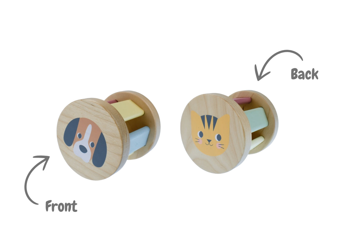 3-in1 Wooden Baby Rattle Gift Set - Cat and Puppy Dog