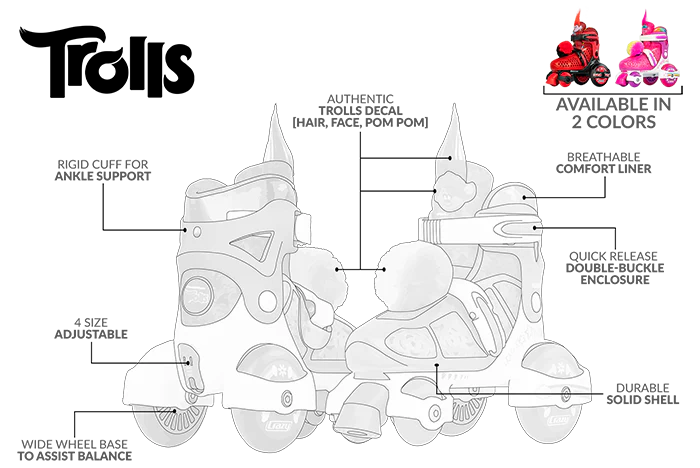Klip Klop Adjustable Roller Skates – Trolls  – Poppy & Barb