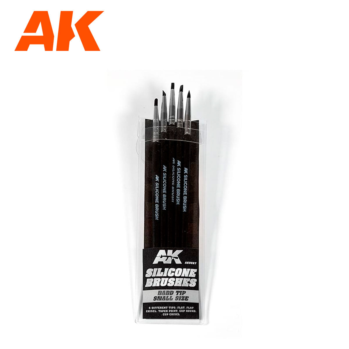 AK Interactive silicone brushes, hard small tips, pack of five