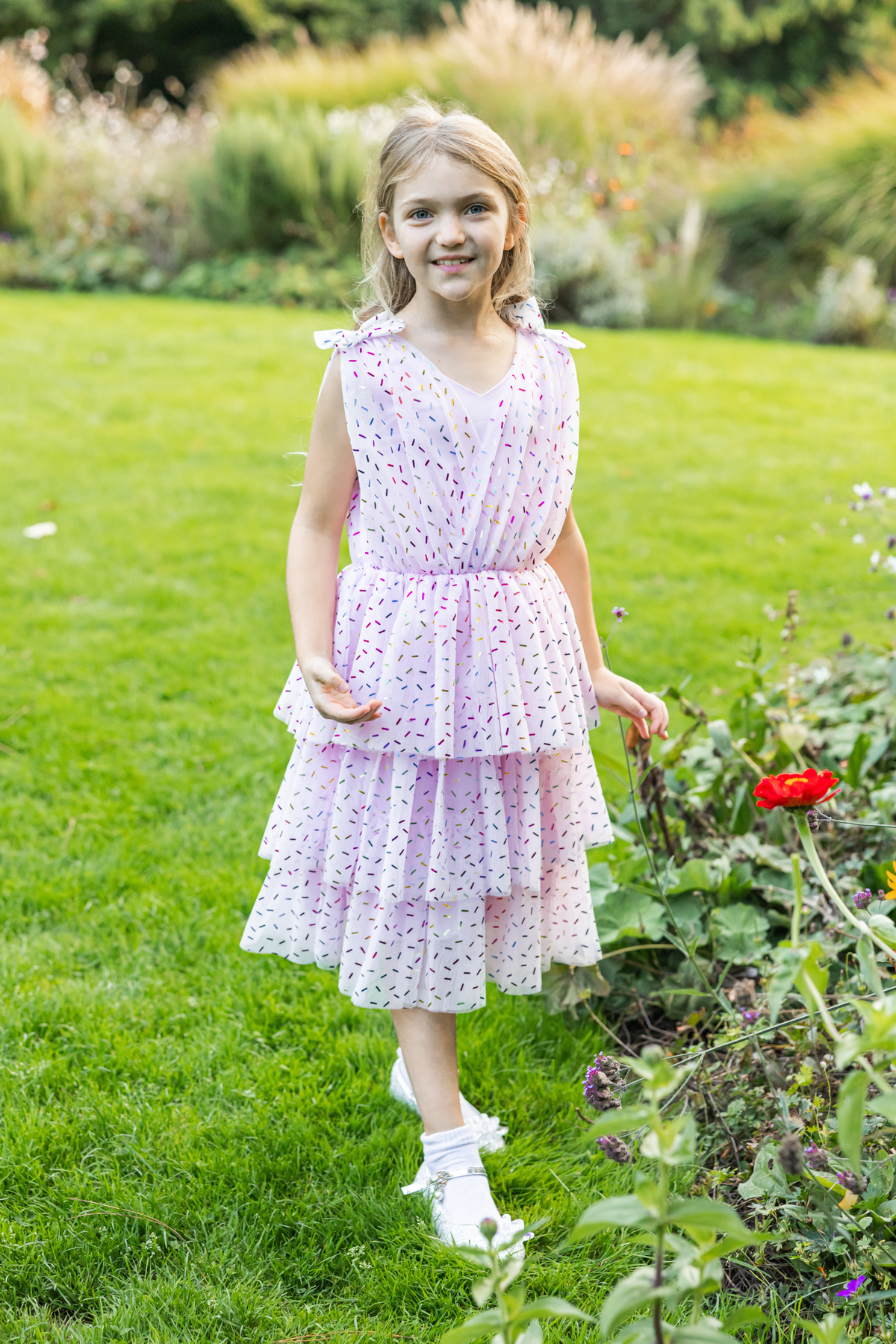 Great Pretenders Funfetti Dress – Size 7–8. Footwear and other accessories shown are not included.