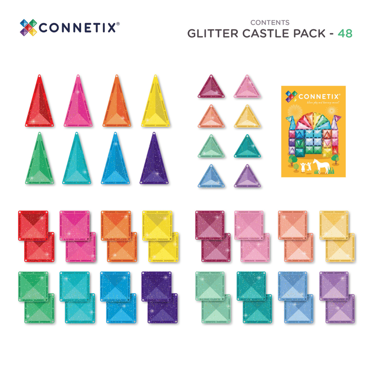 Connetix Glitter Castle Pack (48 pcs)