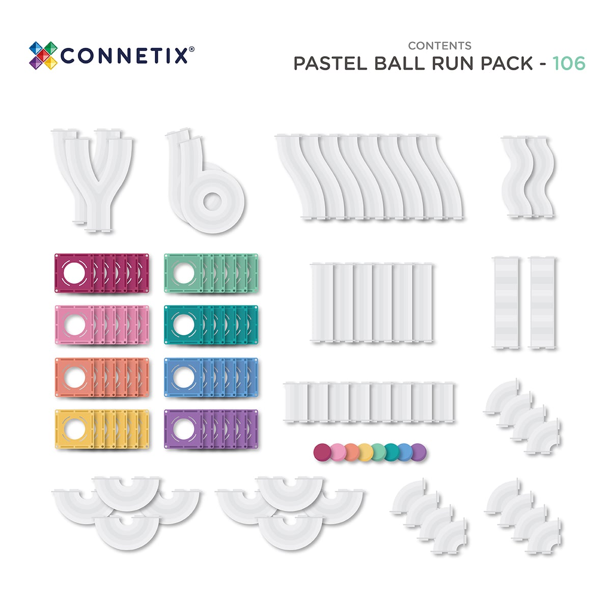 Connetix Pastel Ball Run Pack (106 Pieces)