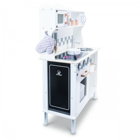 New Classic Toys Modern Kitchen – White Wooden Pretend Play Set