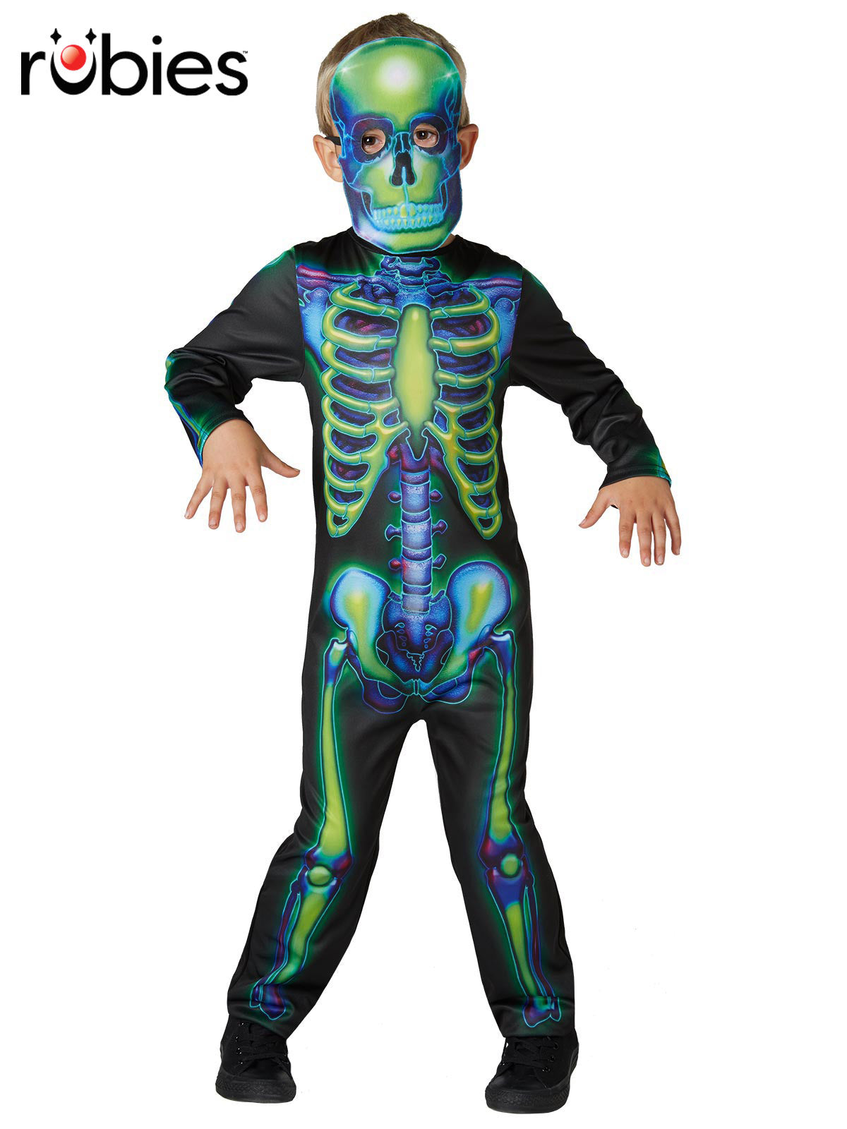 Neon Skeleton Glow-in-the-Dark Costume – Child – original Rubie’s supplier image