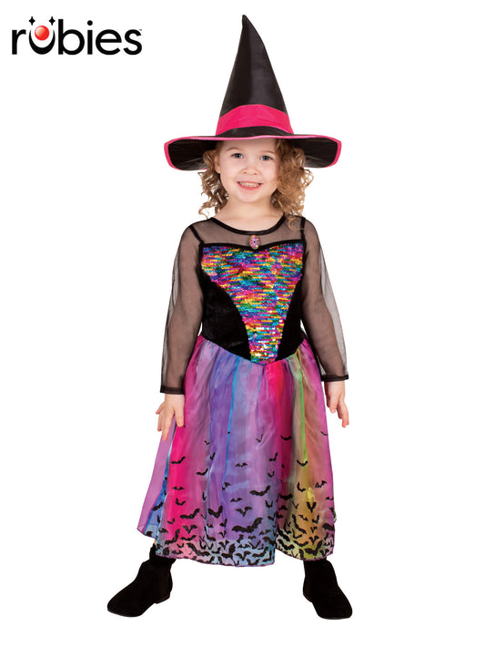 Rainbow Colour Magic Witch Deluxe Costume – Child – original Rubie’s supplier image