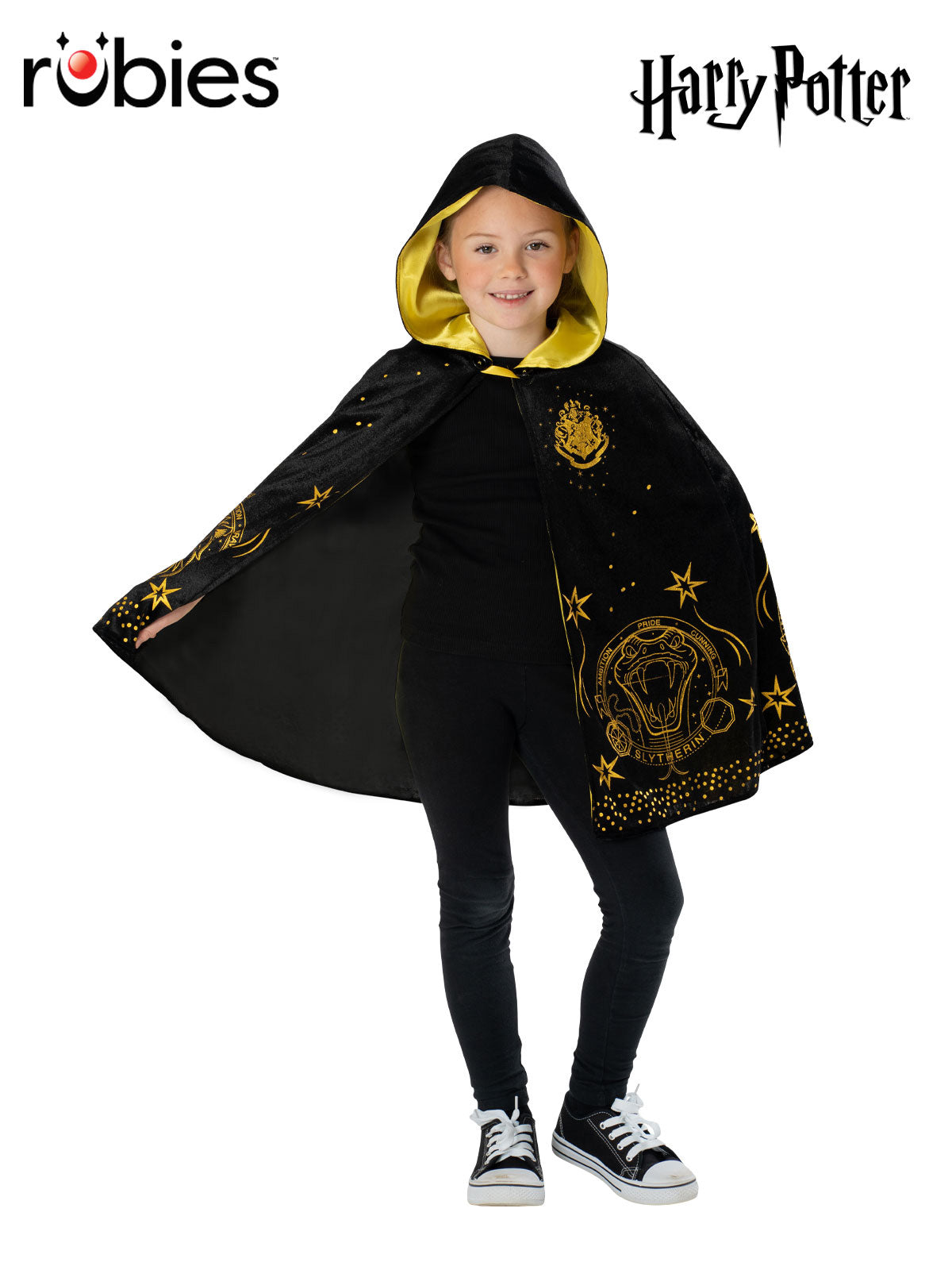 Hogwarts Black & Gold Hooded Robe – Child