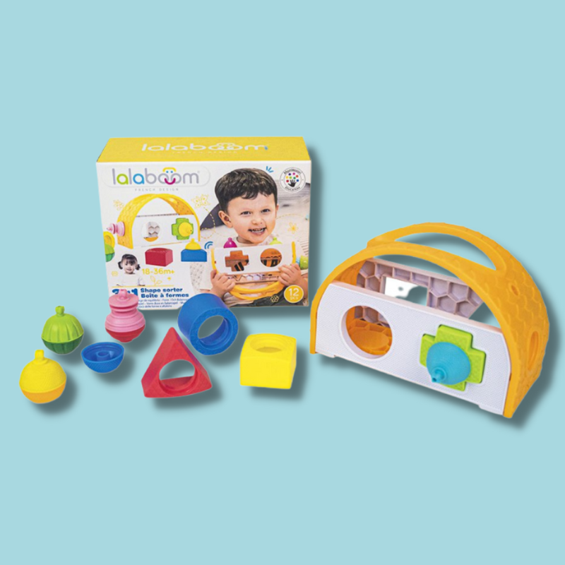Lalaboom Shape Sorter & Beads (16 Pieces)