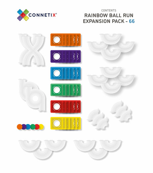 Connetix Rainbow Ball Run Expansion Pack (66 Pieces)