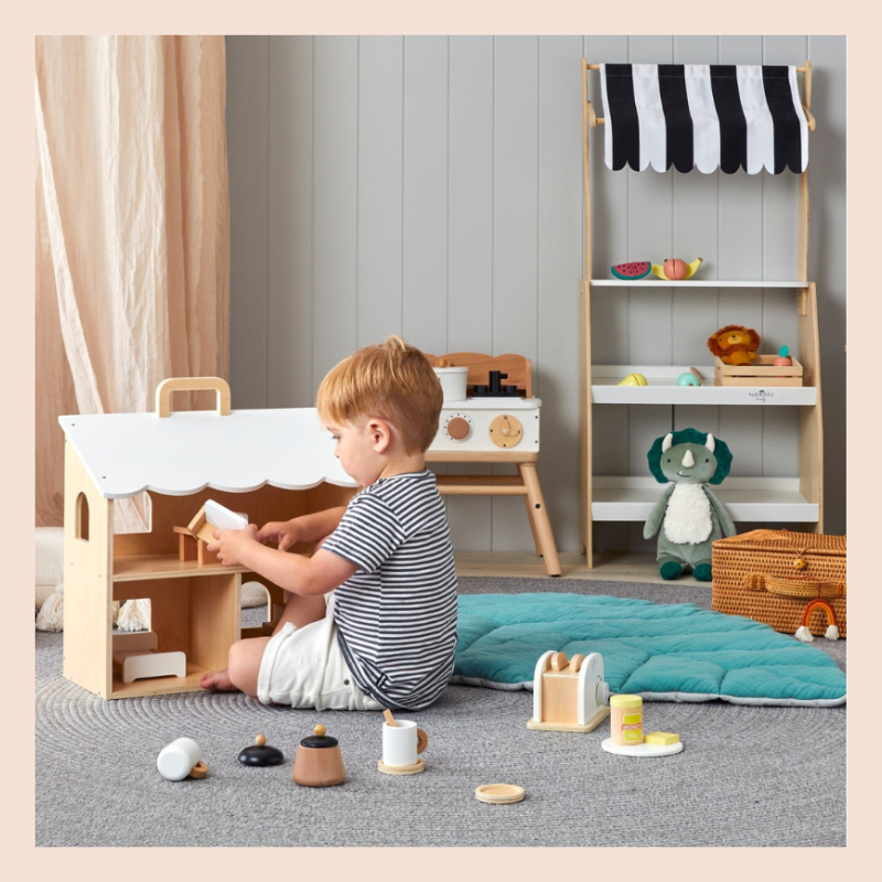 Wooden Doll House & Furniture