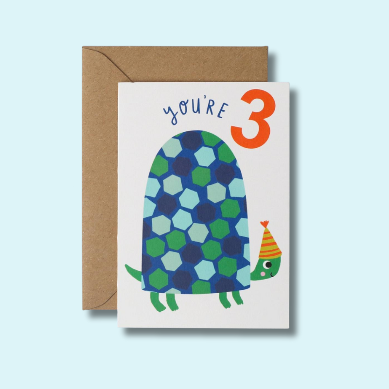 Age 3 Birthday Card | Turtle
