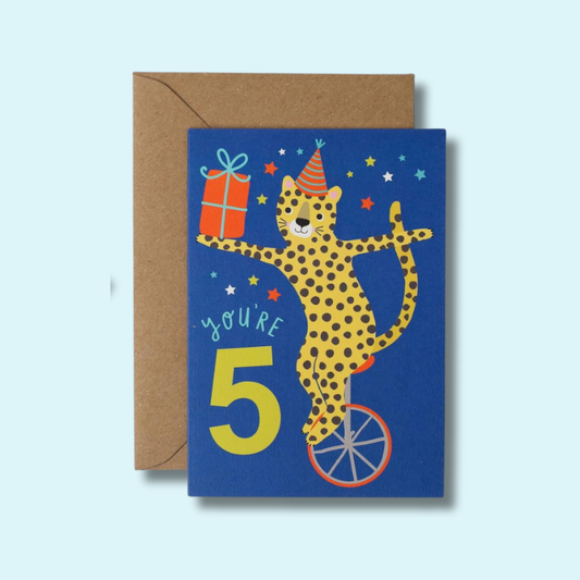 Age 5 Birthday Card | Cheetah