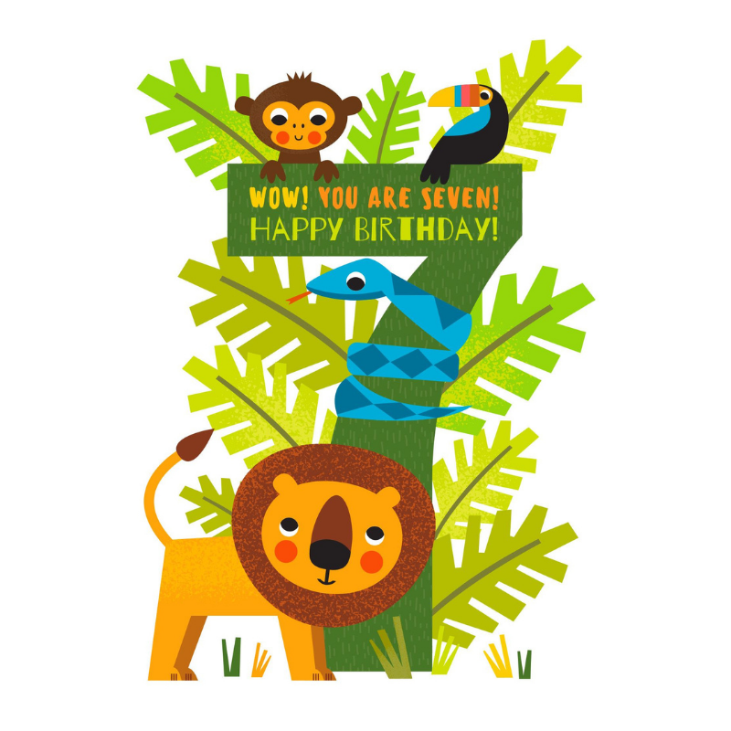 Jungle 7th Birthday Card